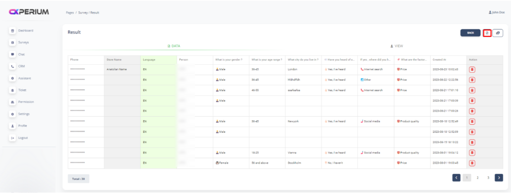 export data